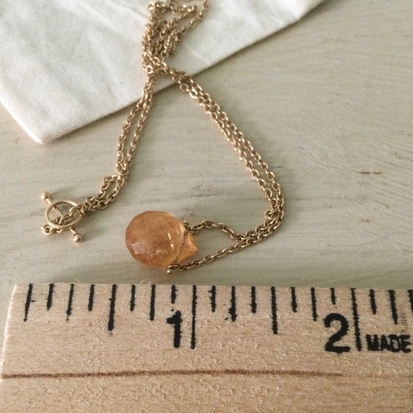 14k Yellow Gold Sunstone Toggle Necklace 16 inch - Picture 6 of 6